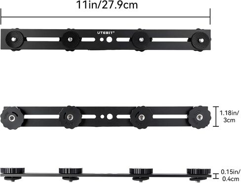 UTEBIT Long Dual Speedlite Tripod Mount Bracket Extension Bar | 11 inch Tripod Mount with 1/4'' Hot Shoe, Straight Flash Mount 1/4-3/8 Thread Hole Flash Bracket for LED Light,DSLR Camera in Kuwait