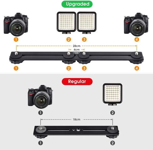 UTEBIT Long Dual Speedlite Tripod Mount Bracket Extension Bar | 11 inch Tripod Mount with 1/4'' Hot Shoe, Straight Flash Mount 1/4-3/8 Thread Hole Flash Bracket for LED Light,DSLR Camera in Kuwait