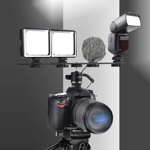 UTEBIT Long Dual Speedlite Tripod Mount Bracket Extension Bar | 11 inch Tripod Mount with 1/4'' Hot Shoe, Straight Flash Mount 1/4-3/8 Thread Hole Flash Bracket for LED Light,DSLR Camera in Kuwait