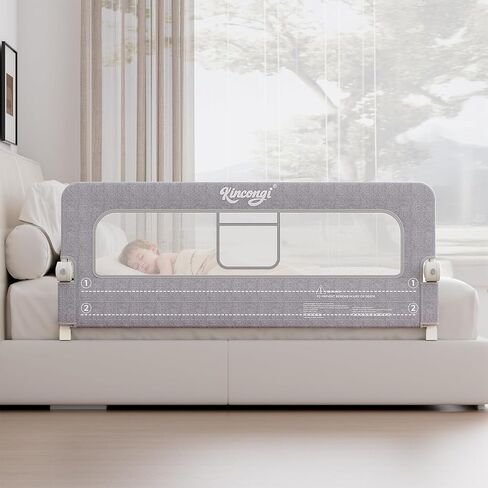 Bed Rail for Toddlers, 59 Inch Wider U-Shape Base Toddler Bed Rails, Swing Down Breathable Baby Bed Rail Guard for King, Queen, Full, Twin Bed Guard Rail for Toddlers in Kuwait