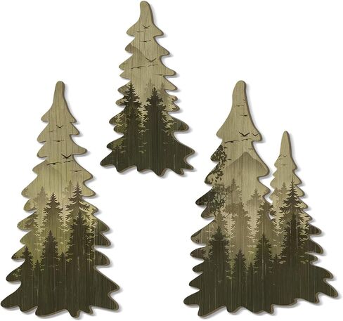 Bnesi Tree Wall Decor 3 Piece Set Features Woodland Forest Designs Suits Woodland Nursery Baby Boy Room Spaces Rustic Nature Wall Art For Cabin Woodsy Decor (Retro) in Kuwait
