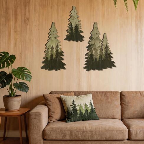 Bnesi Tree Wall Decor 3 Piece Set Features Woodland Forest Designs Suits Woodland Nursery Baby Boy Room Spaces Rustic Nature Wall Art For Cabin Woodsy Decor (Retro) in Kuwait