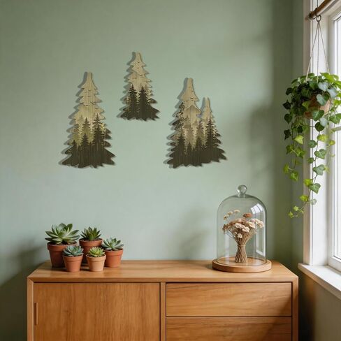 Bnesi Tree Wall Decor 3 Piece Set Features Woodland Forest Designs Suits Woodland Nursery Baby Boy Room Spaces Rustic Nature Wall Art For Cabin Woodsy Decor (Retro) in Kuwait