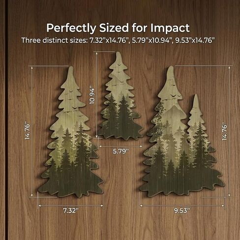 Bnesi Tree Wall Decor 3 Piece Set Features Woodland Forest Designs Suits Woodland Nursery Baby Boy Room Spaces Rustic Nature Wall Art For Cabin Woodsy Decor (Retro) in Kuwait