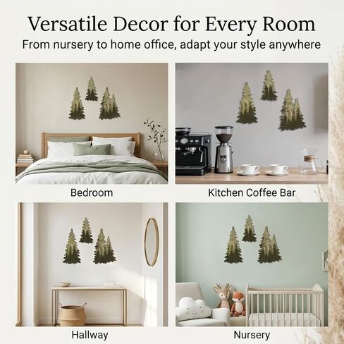 Bnesi Tree Wall Decor 3 Piece Set Features Woodland Forest Designs Suits Woodland Nursery Baby Boy Room Spaces Rustic Nature Wall Art For Cabin Woodsy Decor (Retro) in Kuwait