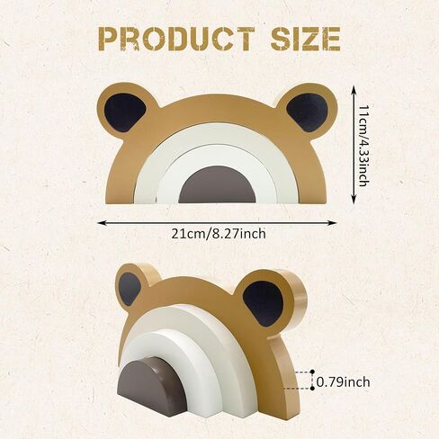 AWISBI Wooden Bear Rainbow Bridge Decoration Kids Room Decor | Woodland Decor, Baby Bear Nursery Decor, Nursery Room Shelf Decor in Kuwait