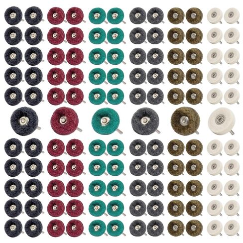 BURMONG 120 Pcs Polishing Kit for Dremel, Abrasive Buffing Wheels 1/8 Inch Shank for Rotary Tool, Polishing Wheels for Metal Wood Jewelry DIY Sanding in Kuwait