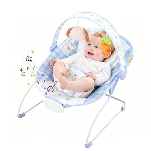 Baby Bouncer, Baby Bouncer Seat with Music and Vibration, Portable Infant Rocker for Indoor Outdoor Use, for Babies 0-6 Months, Up to 20 lbs in Kuwait