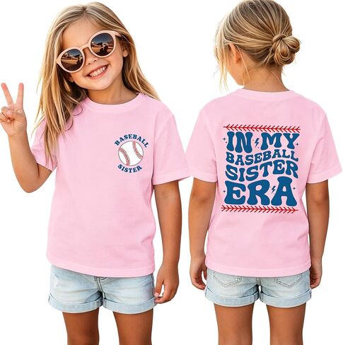Baseball Sister Shirts for Kid Toddler Girls in My Baseball Sister Era T-Shirt Game Day Tees Short Sleeve Tops 2-8Y in Kuwait