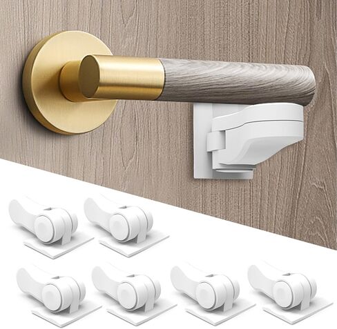 Yunkey Child Proof Door Lever Lock (6-Pack) - Low-Profile Design Helps Prevent Toddlers & Pets from Opening Doors, Fits Standard Lever Handles, 3M Adhesive, No Drill, Removes Cleanly in Kuwait