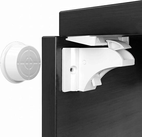 2 Pack Magnetic Cabinet Locks Baby Proofing Child Safety Drawer Latches. | Families with toddlers, Renter-friendly, Hidden from the outside, Includes spare adhesive for reinforcement, Cupboard in Kuwait
