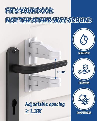 Yunkey Child Proof Door Lever Lock (6-Pack) - Low-Profile Design Helps Prevent Toddlers & Pets from Opening Doors, Fits Standard Lever Handles, 3M Adhesive, No Drill, Removes Cleanly in Kuwait