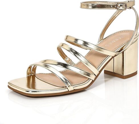 Women's Heels Low Chunky Block Square Open Toe Ankle Strap Buckle Sandals | Strappy, Wedding, Daily, Party, Prom, Comfortable, Dress Shoes, 2.4 Inches in Kuwait