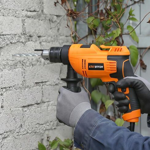 5.8Amp Hammer Drill,1/2" Variable Speed 9 Bits,Aauxiliary Handle | Corded Electric Hammer Drill Multi-angle Aauxiliary Handle for wood, concrete, and plastic in Kuwait