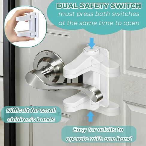 Child Proof Door Lever Lock 2 Pack Baby Proof Door Knob Locks Easy to Install no Tools Need or Drill in Kuwait