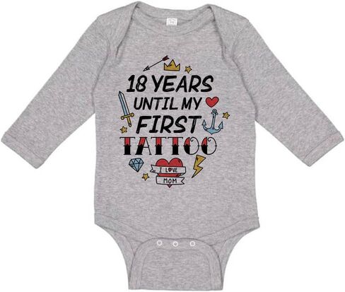 TATY Kids 18 Years Until My First Tattoo Long Sleeve Baby Infant Bodysuit in Kuwait