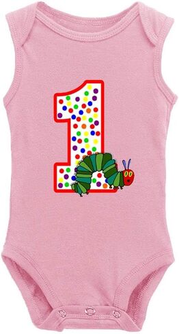 1st Birthday Hungry Caterpillar Cotton Climbing Bodysuit Long Sleeve Romper Jumpsuit Baby Girls Boys in Kuwait