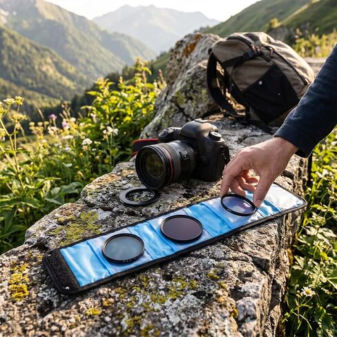 3 Slot Camera Filter Storage Bag, Weather Resistant Nylon Camera Filter Wallet, Holds Square or Round Filters up to 86mm Wide and 100mm Tall, Designed for A and P Series Filters, w in Kuwait