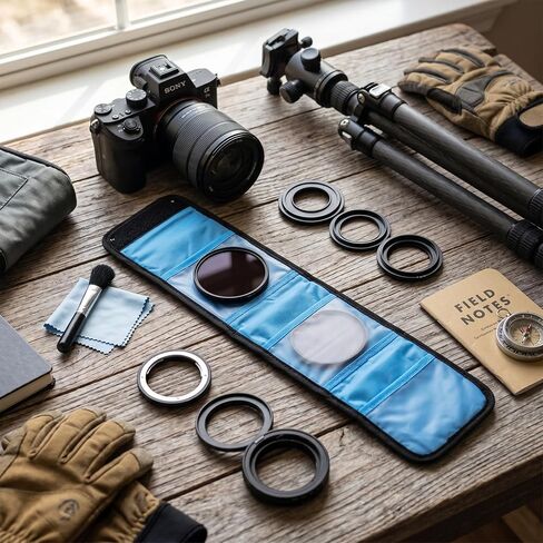 3 Slot Camera Filter Storage Bag, Weather Resistant Nylon Camera Filter Wallet, Holds Square or Round Filters up to 86mm Wide and 100mm Tall, Designed for A and P Series Filters, w in Kuwait