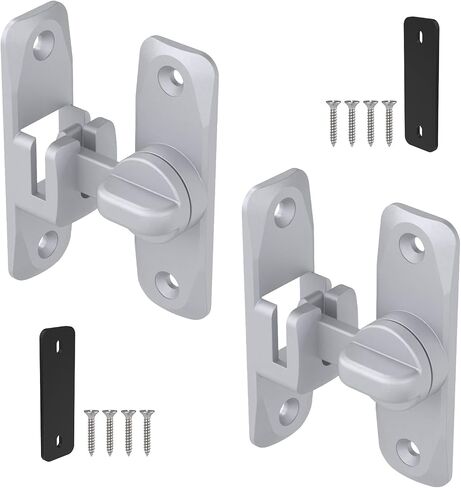 90/180 Degree Barn Door Locks and Latches, Safety Aluminum Hardware Sliding Door Latch, Small Flip Locks for Barn, Bathroom, Cabinet, Garden, Window (Black-1PC) in Kuwait