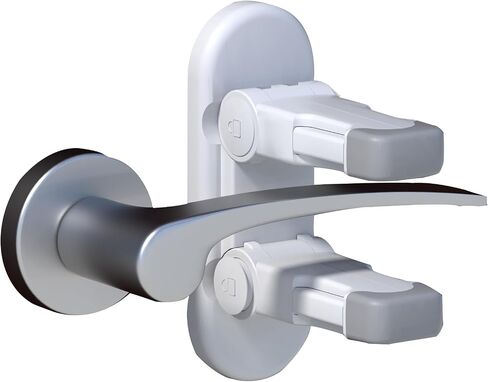 Child Safety Door Lever Lock (4 Pack) - No Drill 3M Adhesive Baby Proof for Handles - Easy One Hand Use Stops Kids Toddlers Pets in Kuwait