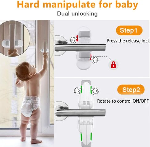 Child Safety Door Lever Lock (4 Pack) - No Drill 3M Adhesive Baby Proof for Handles - Easy One Hand Use Stops Kids Toddlers Pets in Kuwait
