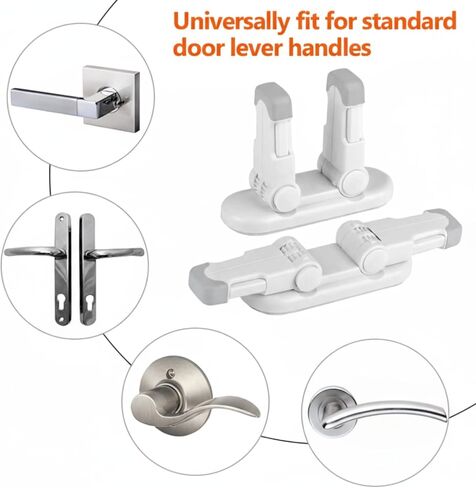 Child Safety Door Lever Lock (4 Pack) - No Drill 3M Adhesive Baby Proof for Handles - Easy One Hand Use Stops Kids Toddlers Pets in Kuwait
