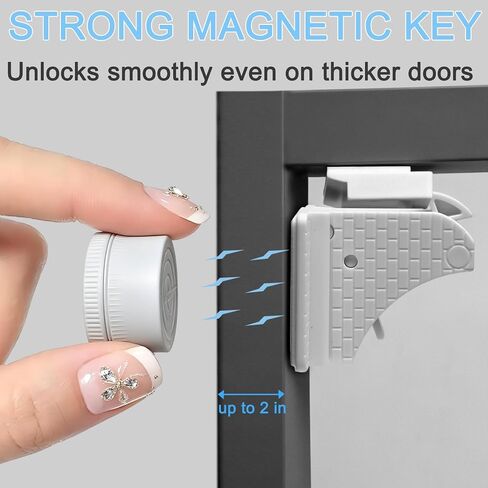 Magnetic Cabinet Locks Baby Proofing (20 Locks & 4 Keys) – No Drill | Tool-Free 3M Adhesive, Invisible Inside Cabinet, for Kitchen & Bathroom Drawers, Whole Home Childproofing in Kuwait