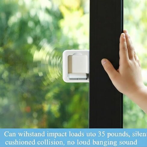 Sliding Glass Door Child Lock 4 Pack | 3M Adhesive No Drill 10s Install Upgraded Solid ABS, Baby Proofing Locks for Patio Door, Closet, Horizontal & Vertical Sliding Window | Keep Toddlers Pets Safe | BONUS CURTAIN TIEBACK in Kuwait