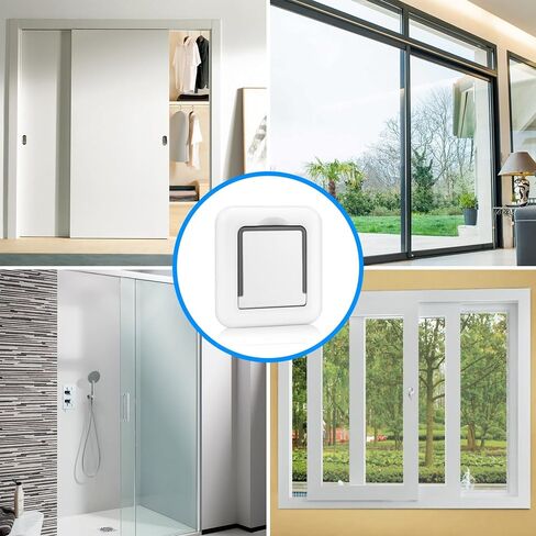 Sliding Glass Door Child Lock 4 Pack | 3M Adhesive No Drill 10s Install Upgraded Solid ABS, Baby Proofing Locks for Patio Door, Closet, Horizontal & Vertical Sliding Window | Keep Toddlers Pets Safe | BONUS CURTAIN TIEBACK in Kuwait