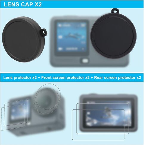 Lens Screen Protector for DJI Osmo Action 6, HD Tempered Glass Front/Rear Screen Protectors Anti-Scratch Lens Film with Silicone Cap Bubble-Free Action Camera Accessories Kit in Kuwait