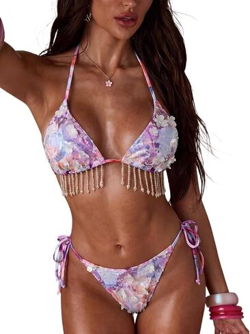 Bathing Suit Bottoms for Women Swimsuit Bottom with Mesh and Tassels in Kuwait