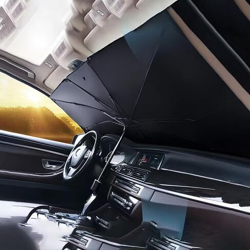 Sunshade Umbrella for Rivian R1T | Foldable umbrella design blocks sunlight and heat keeping vehicle interior cool in Kuwait