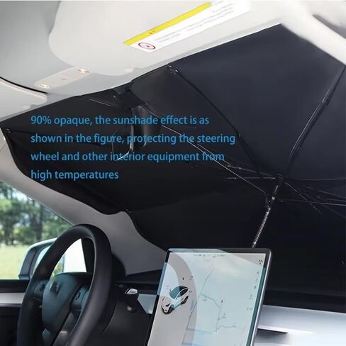 Sunshade Umbrella for Rivian R1T | Foldable umbrella design blocks sunlight and heat keeping vehicle interior cool in Kuwait
