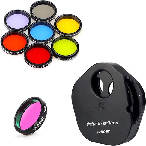 SVBONY SV133 1.25 inches Multiple 5-Position Filter Wheel, UHC & Moon Filter, CPL & 5 Color Filters Kit in Kuwait