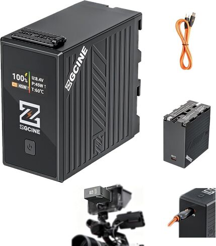 ZGCINE NP-F970 Battery, 9600mAh BT-NPF970 Battery,PD 36W Fast Charging,3H Fully Charged,OLED/USB C/D-TAP,for Sony FX3/A7 IV/A7V, for Canon R5 Mark II/R6, for Nikon Z8/ZR,for LED Light, Monitor(Orange) in Kuwait