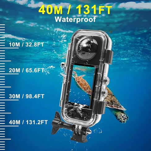 OKFUN Waterproof Case for Insta 360X4,40M/131FT Protective Underwater Dive Housing PC Shell Photography Shell with Bracket for Insta 360 x4 Action Camera Accessorie Kits in Kuwait