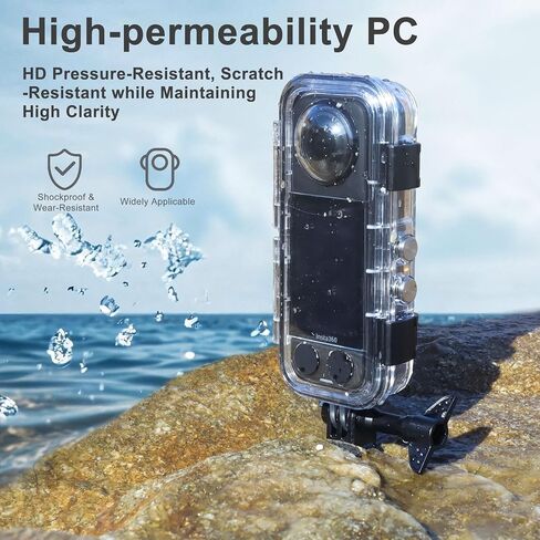 OKFUN Waterproof Case for Insta 360X4,40M/131FT Protective Underwater Dive Housing PC Shell Photography Shell with Bracket for Insta 360 x4 Action Camera Accessorie Kits in Kuwait