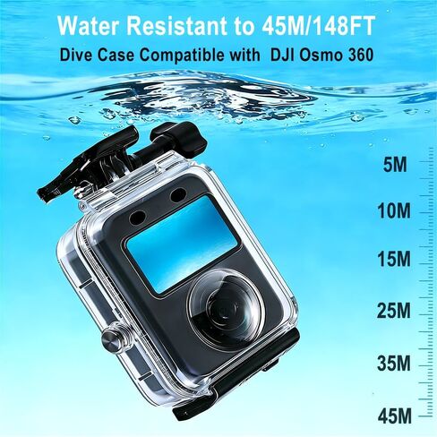 Dive Case for DJI Osmo 360 Camera | 45M/148FT Underwater Diving Housing Waterproof Case with Bracket Anti-Fog Inserts for DJI Osmo 360 Dive Accessories in Kuwait