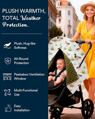 Mallard Duck Car Seat Cover - Minky Infant Car Seat Canopy with Peekaboo Opening, Multi-Use Nursing Cover & Stroller Blanket, 27.5 x 39 Inch for Newborn Baby Boy Girl in Kuwait