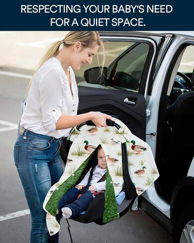 Mallard Duck Car Seat Cover - Minky Infant Car Seat Canopy with Peekaboo Opening, Multi-Use Nursing Cover & Stroller Blanket, 27.5 x 39 Inch for Newborn Baby Boy Girl in Kuwait