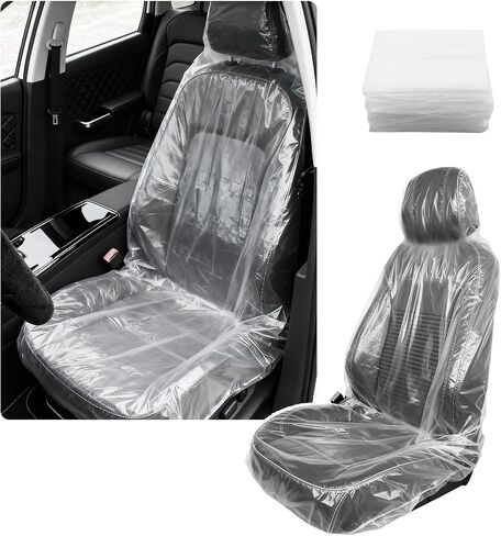Disposable Car Seat Covers 25PCS,Waterproof Plastic Seat Covers for Cars for Secure Fit,Portable Car Seats Protector Cars Accessories Fit for Mechanics/Pet Owners in Kuwait