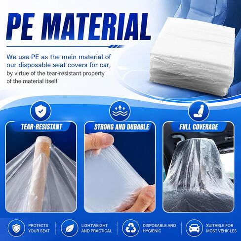 Disposable Car Seat Covers 25PCS,Waterproof Plastic Seat Covers for Cars for Secure Fit,Portable Car Seats Protector Cars Accessories Fit for Mechanics/Pet Owners in Kuwait