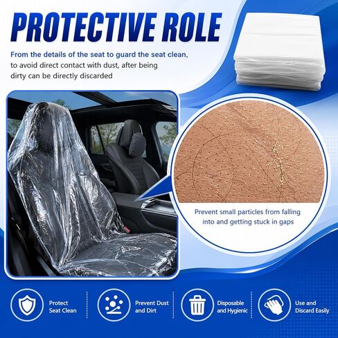 Disposable Car Seat Covers 25PCS,Waterproof Plastic Seat Covers for Cars for Secure Fit,Portable Car Seats Protector Cars Accessories Fit for Mechanics/Pet Owners in Kuwait