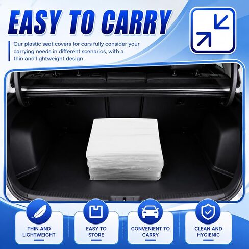 Disposable Car Seat Covers 25PCS,Waterproof Plastic Seat Covers for Cars for Secure Fit,Portable Car Seats Protector Cars Accessories Fit for Mechanics/Pet Owners in Kuwait