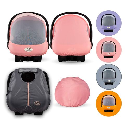 CozyBaby Combo Pack with Mesh Sun and Bug Cover and Lightweight Spring or Summer Cozy Cover with Elasticized Edge, Pink Grapefruit in Kuwait