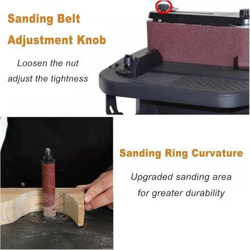 Electric Oscillating Spindle and Belt Sander, 450W Woodworking Tool with Tilting Table for Grinding Curves and Contours in Kuwait