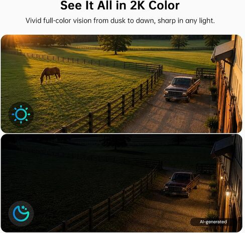 ELYSOO Dual Lens 4G LTE Cellular Security Camera, 2K HD Video, No WiFi Needed, 360° View Camera with Night Vision, Easy to Install, PIR Alarm, Built-in SIM Card(Supports Verizon/AT&T/T-Mobile) - White in Kuwait