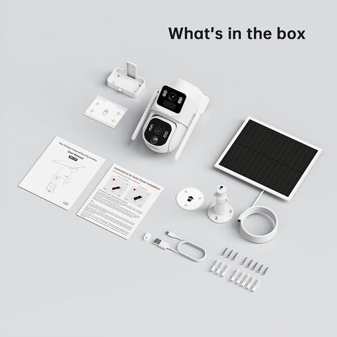 ELYSOO Dual Lens 4G LTE Cellular Security Camera, 2K HD Video, No WiFi Needed, 360° View Camera with Night Vision, Easy to Install, PIR Alarm, Built-in SIM Card(Supports Verizon/AT&T/T-Mobile) - White in Kuwait