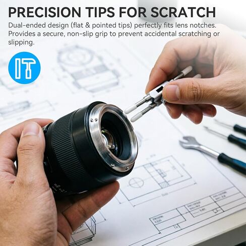 Agatige Camera Lens Spanner Wrench, Dual Tip Lens Repair Spanner Adjustable Stainless Steel Maintenance Wrench Repairing Opening Tool Set for Disassemble 10 to 130mm Lens in Kuwait